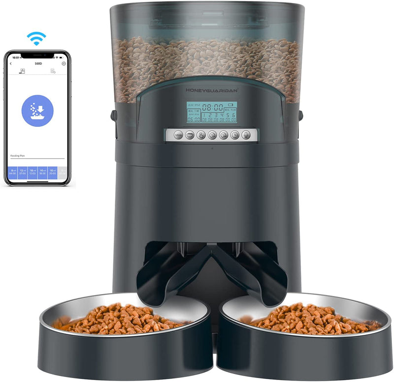 Honeyguaridan 6L Automatic Pet Feeder with Wifi and Stainless Steel Bowl