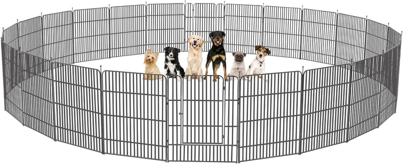 Metal Dog Playpen 8 Panel Exercise Pen for SmallMedium Dogs - 32 Height Door OutdoorIndoor Black