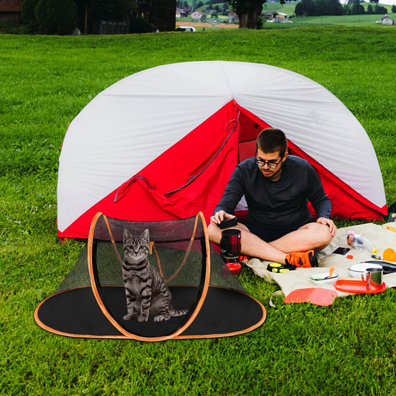 Cat Tent Outdoor - Portable Pet Enclosure for Cats and Small Animals with Carry Bag Orange