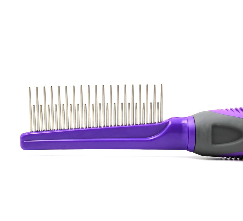 Hertzko Long & Short Teeth Pet Fur Comb - Dog & Cat Hair Detangler, Brush, & Cat Dematting Tool - Hertzko Dog Brush - Grooming Supplies for Removing Matted Hair (Long Teeth)