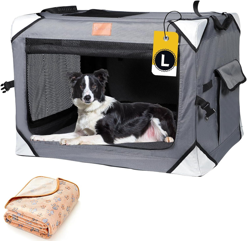 XL Collapsible Dog Crate - Foldable Travel Kennel for Large Dogs - IndoorOutdoor Ventilated