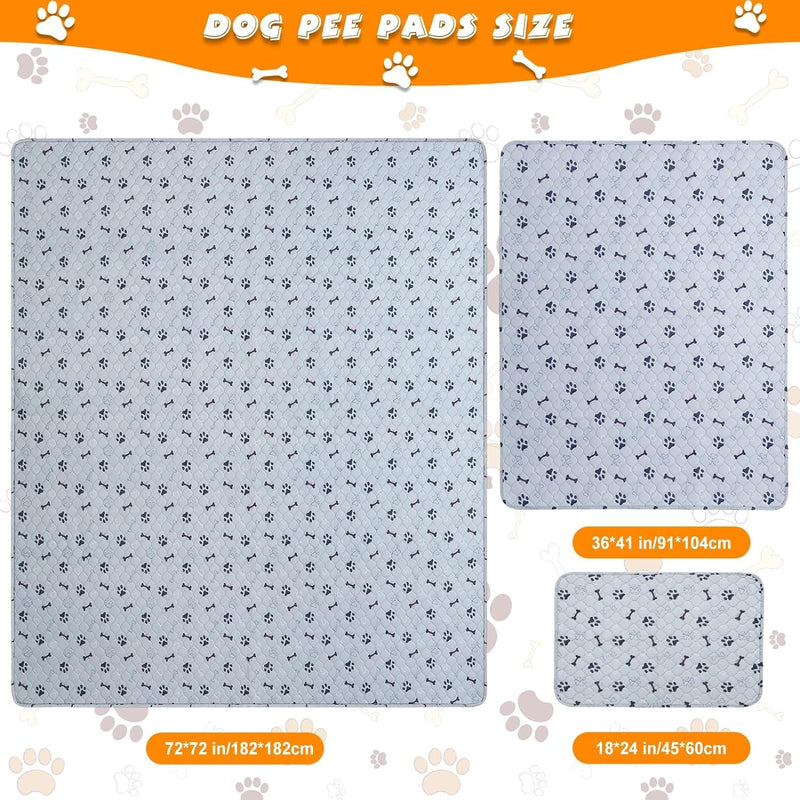 MrDo Washable Pee Pads 2-Pack 18X24 for Dogs - Waterproof Non-Slip Fast Absorbent Training Pads for Beds Crates Playpens and Cages