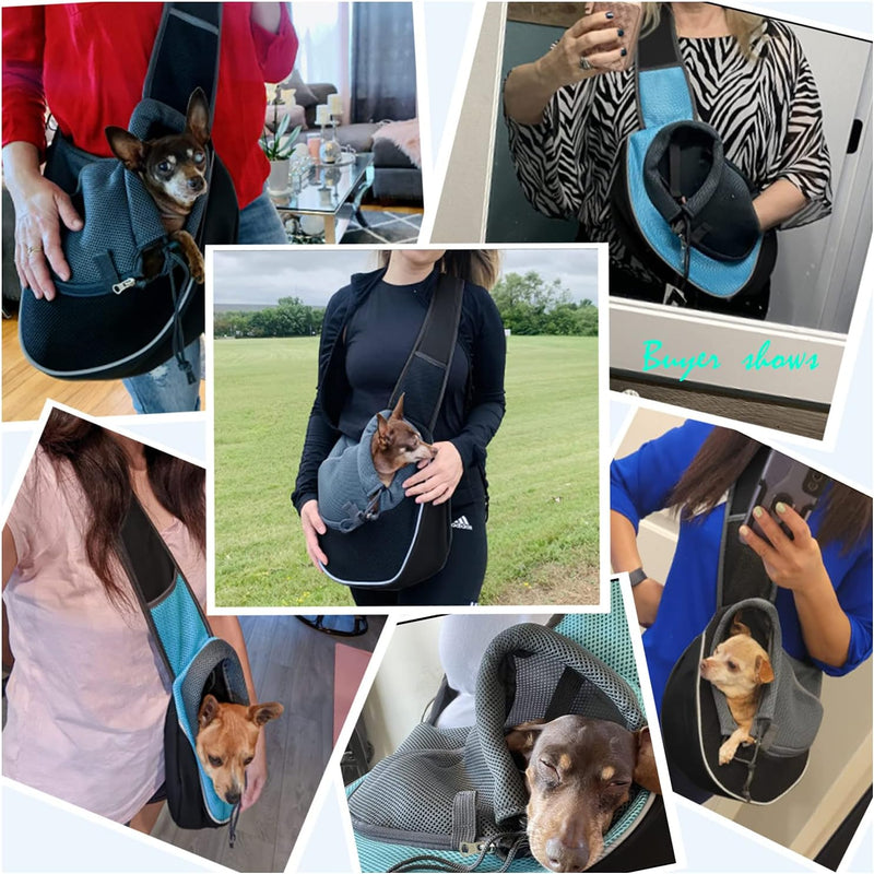 YUDODO Pet Dog Sling Carrier Mesh Hand Free Adjustable Dog Satchel Carrier Bag Papoose Crossbody for Small Medium Dog Cat Rabbit (M(up to 10 lbs), Black)