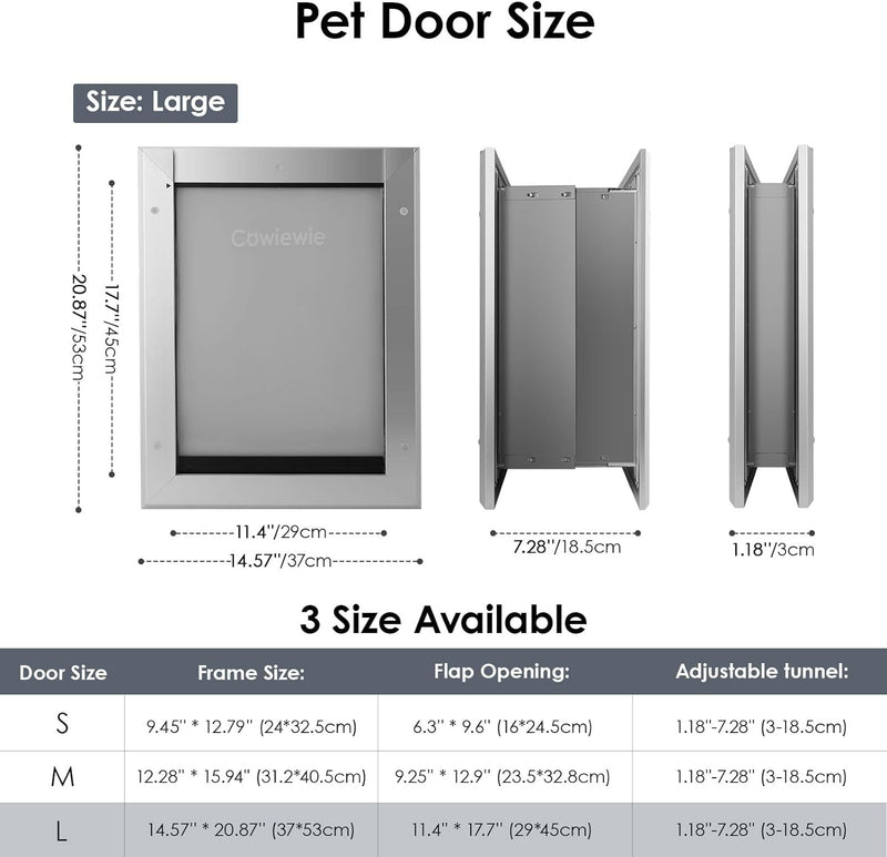 Cowiewie Pet Door for Wall - Upgrade Double Flaps Durable Lockable - Large Up to 100 Lb