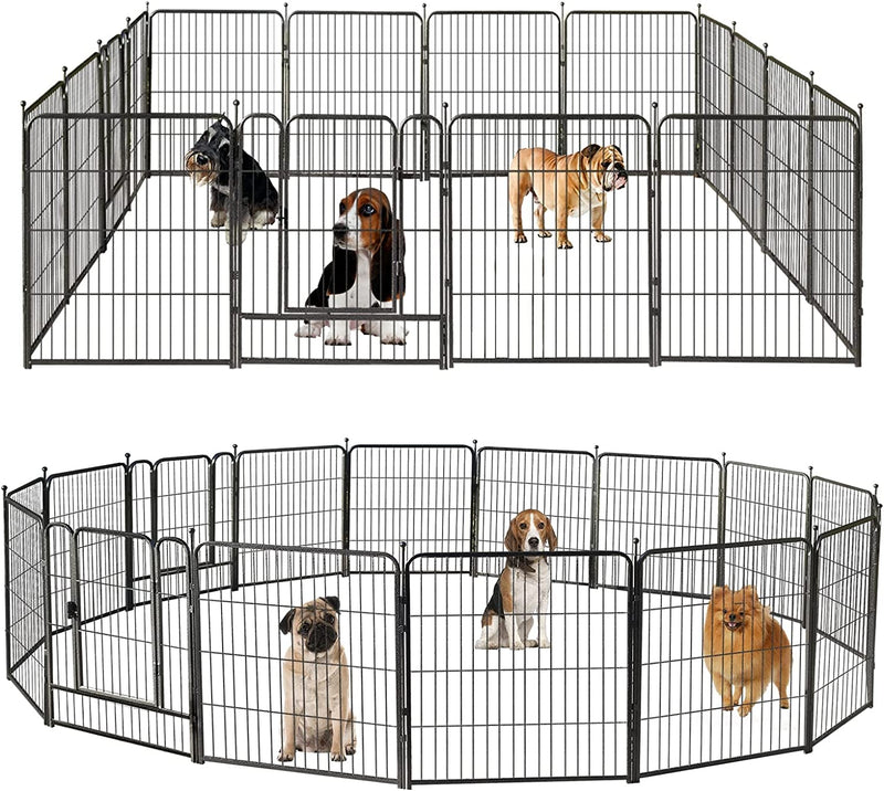 32-Inch Heavy Duty Dog Playpen - IndoorOutdoor 8 Panels - SilverGray