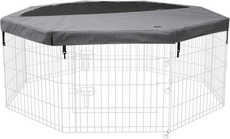 PETIME Foldable Metal Dog Exercise Pen with Bottom Pad - IndoorOutdoor 8 Panel 24x24 Pet Playpen Kennel Fence