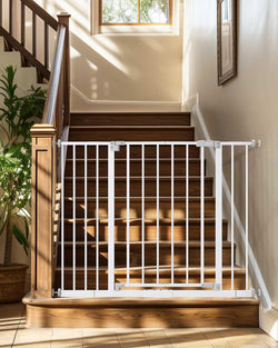 Innotruth Baby Gate for Stairs - Expandable Dual Lock Dog Gate for Doorways White