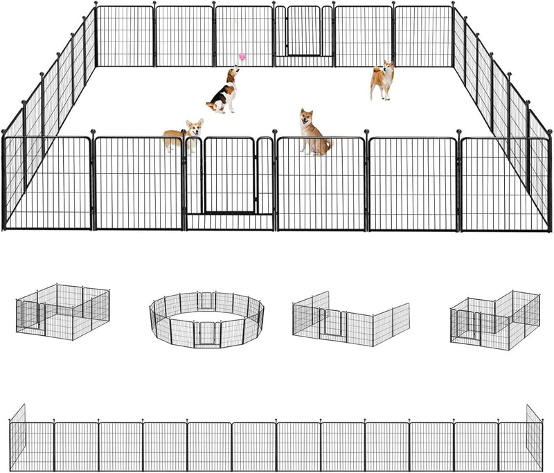 Heavy Duty Outdoor Dog Playpen with Gates - Metal Foldable 8 Panel Fence for LargeMediumSmall Pets - Portable and Ideal for RV Camping and Yard Use