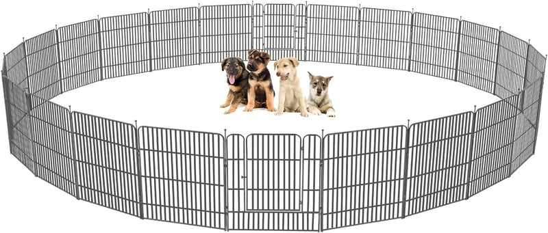 Metal Dog Playpen 8 Panel Exercise Pen for SmallMedium Dogs - 32 Height Door OutdoorIndoor Black