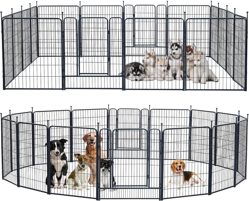 32-Inch Heavy Duty Dog Playpen - IndoorOutdoor 8 Panels - SilverGray