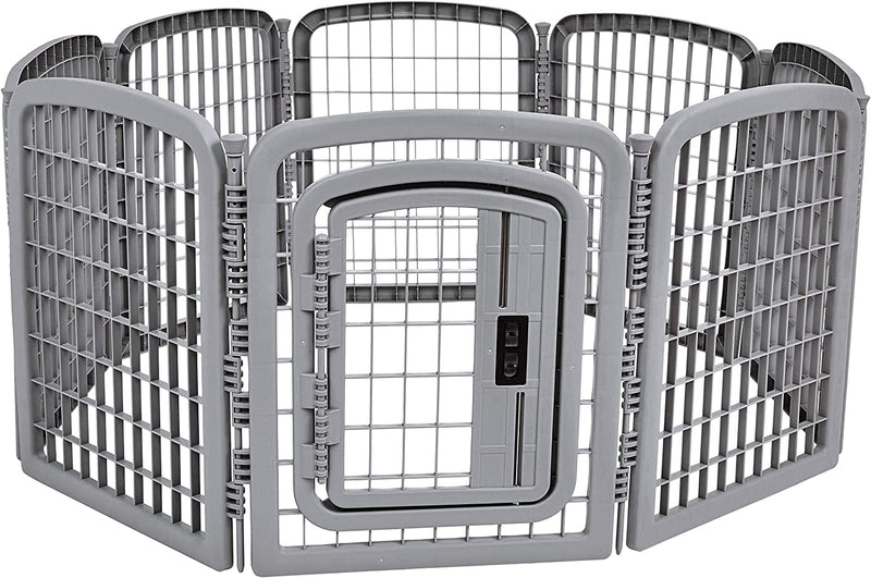 Amazon Basics 8-Panel Octagonal Pet Pen with Gate Grey - 59x58x28