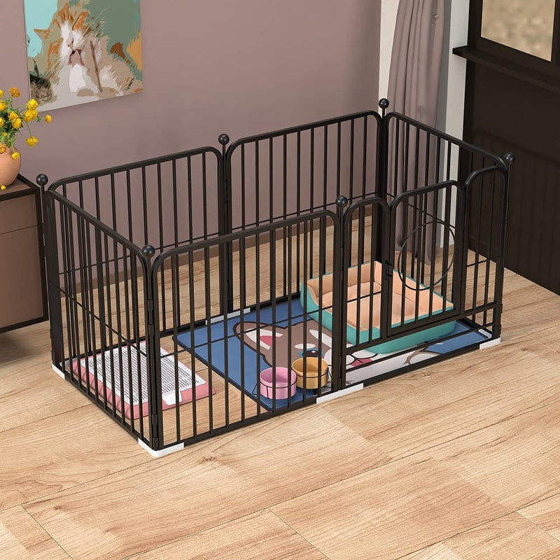 Heavy Duty Pet Playpen and Exercise Pen Crate - 55 L x 275 W x 315 H - IndoorOutdoor - Black