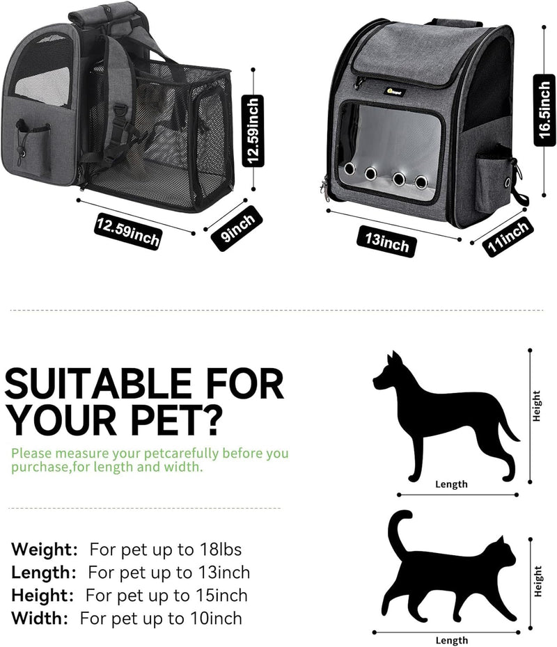 HOOPET Cat Backpack Carrier - Expandable Airline Approved Pet Carrier Backpack - Suitable for SmallMedium Dogs Cats - Foldable and Easy to Carry