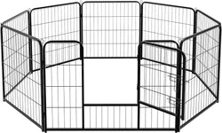 IndoorOutdoor Dog Playpen with Door and Fence for Small Pets - 8 Panel 24 Black