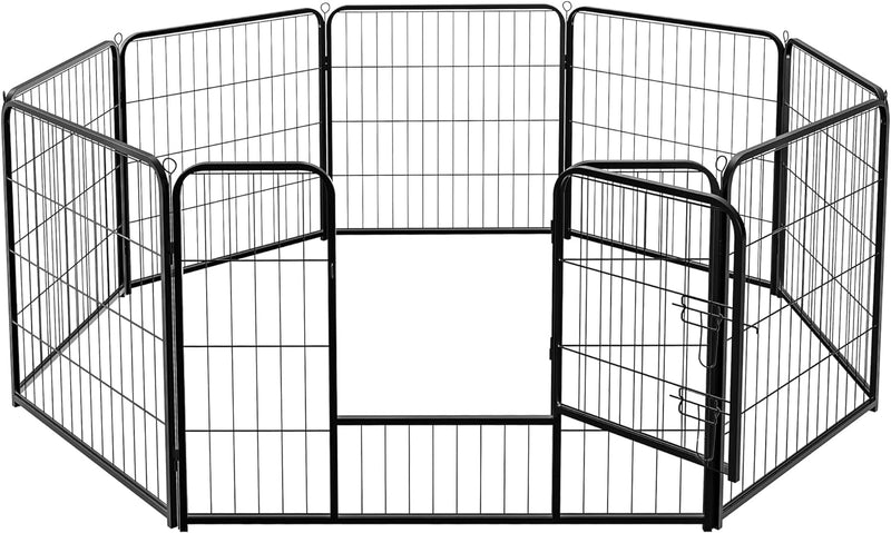 IndoorOutdoor Dog Playpen with Door and Fence for Small Pets - 8 Panel 24 Black