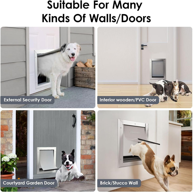 Cowiewie Pet Door for Wall - Upgrade Double Flaps Durable Lockable - Large Up to 100 Lb