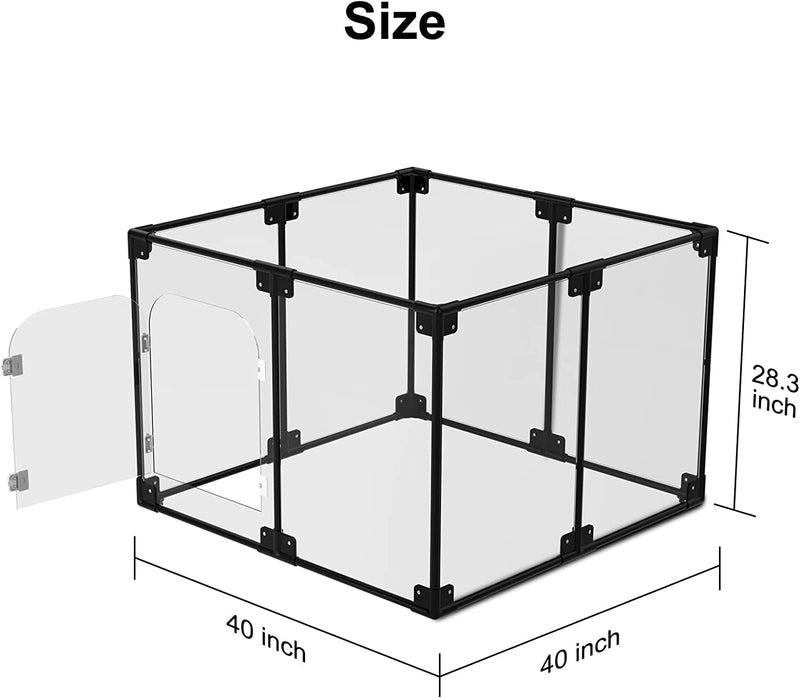 Dog Playpen for Small  Medium Dogs - Clear Pet Pen with Fence  Crate Kennel for Puppies Rabbits and Indoor Use