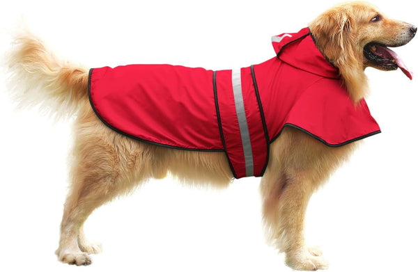 HDE Dog Raincoat with Hood and Slicker Material - Red Small to X-Large