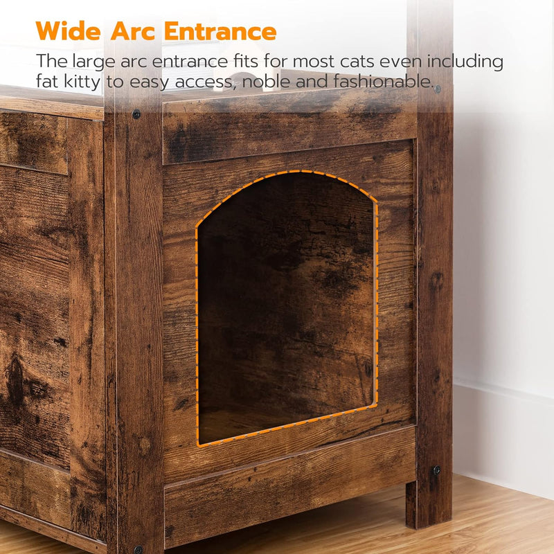 HOOBRO Litter Box Enclosure, Cat Litter Box Furniture Hidden, Enclosed Cat Toilet, Litter House, Large Size, with Extra Storage Space, Side Table, Coffee Table, Nightstand, Rustic Brown FG038MW01