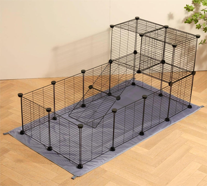 DIY Small Animal Playpen Cage with Mat and Fence - 12 Panel