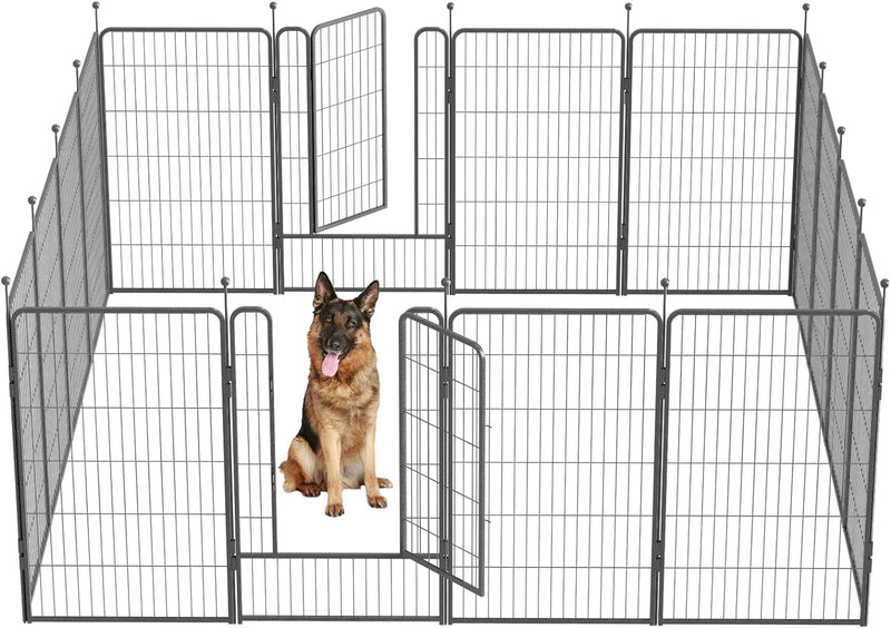 32-Inch Heavy Duty Dog Playpen - IndoorOutdoor 8 Panels - SilverGray