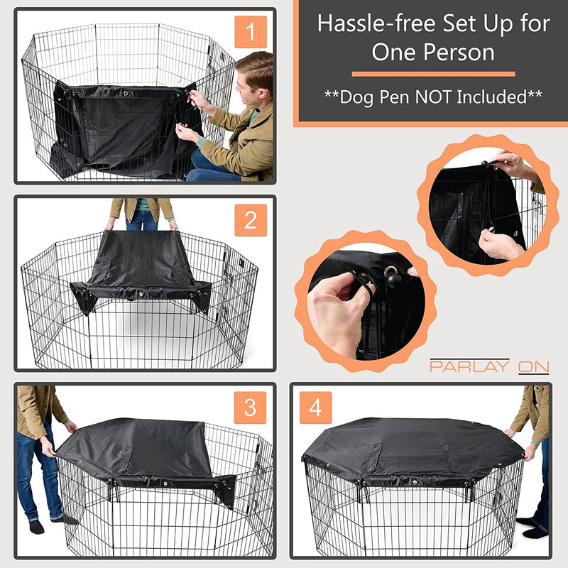 Dog Playpen Cover - Luggage-Grade Fabric with Easy Access Door