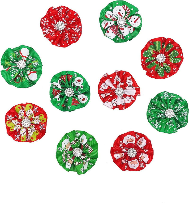 Holiday Pet Accessories - 10Pcs Christmas Collar Decorations for Dogs Cats and Rabbits