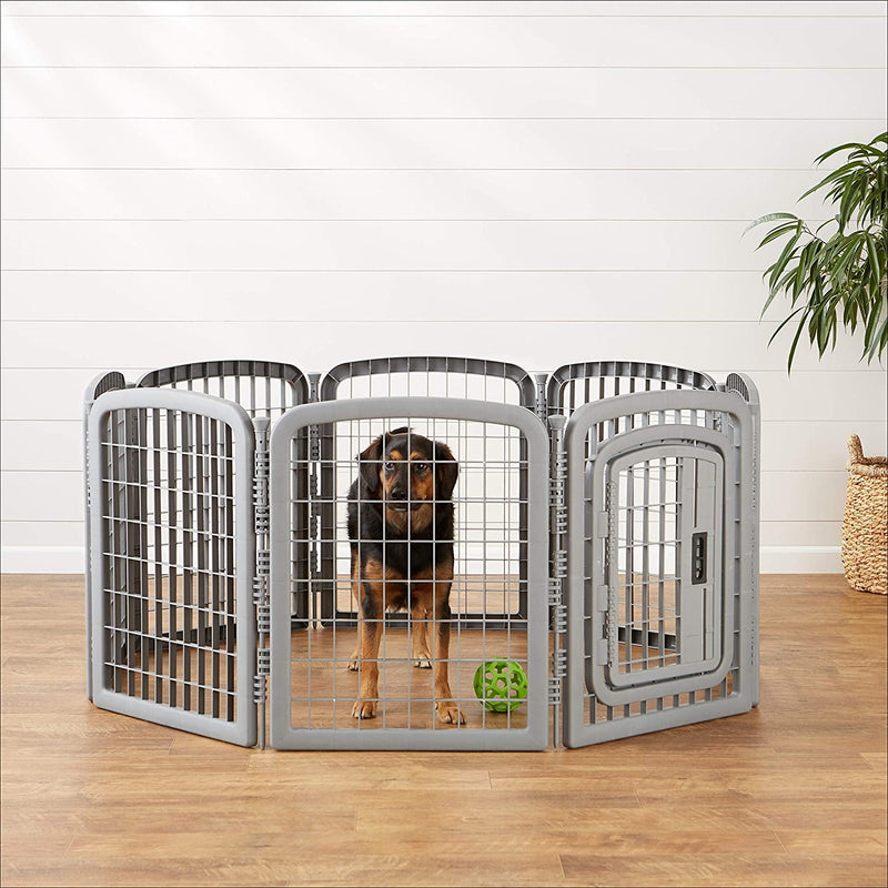 Amazon Basics 8-Panel Octagonal Pet Pen with Gate Grey - 59x58x28