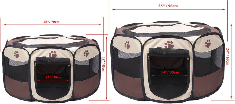 Portable Foldable Pet Playpen - Oxford Cloth - 28X28X18