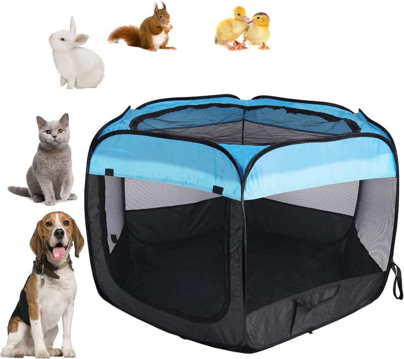 Foldable Pet Playpen - IndoorOutdoor Portable Cat  Dog Tent 29X16 Blue