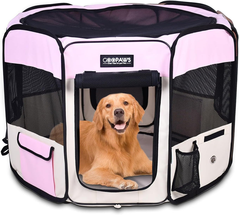 JESPET 36 Portable Dog Playpen - Soft Kennel for Pets with Carry Bag Shale Green