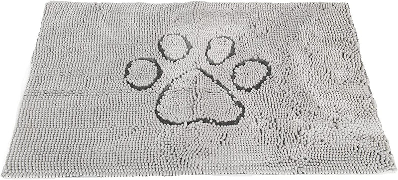 Microfiber Dog Paw Mud Mat - Absorbent Pet Mat with Non-Slip Backing Machine Washable  Large Grey