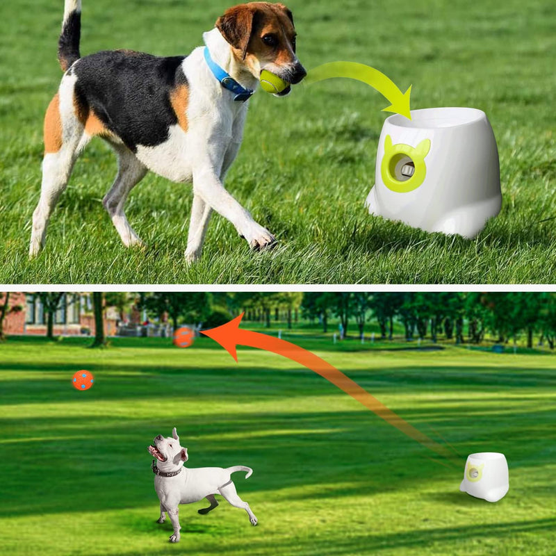 YEEGO DIRECT Automatic Ball Launcher for Dogs, Dog Ball Launcher, Dog Ball Thrower Launcher, Interactive Dog Toy Indoor/Outdoor Pet Ball Launcher Machine with 8 Pinballs and 4 Tennis Balls