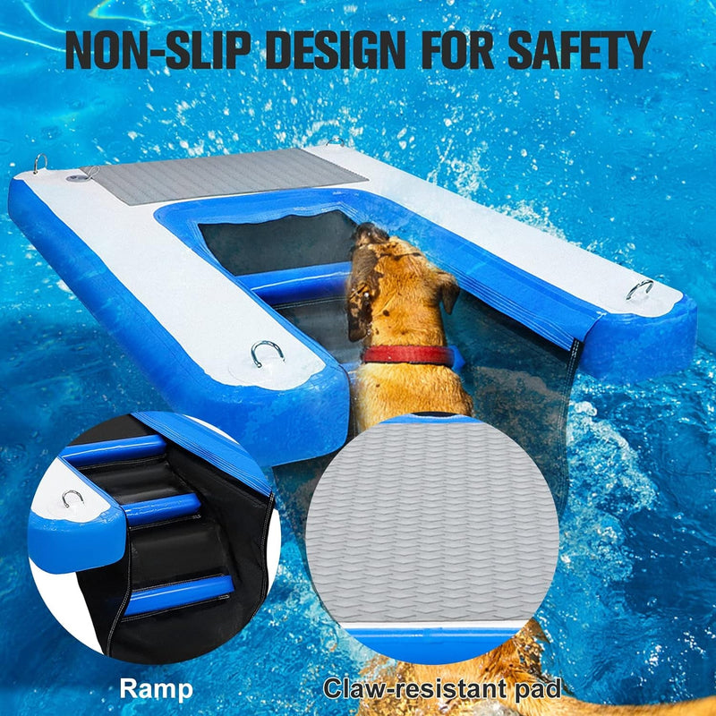 Inflatable Dog Water Ramp - Durable Puncture-Resistant Access for Pools Lakes and Beaches - 59X394