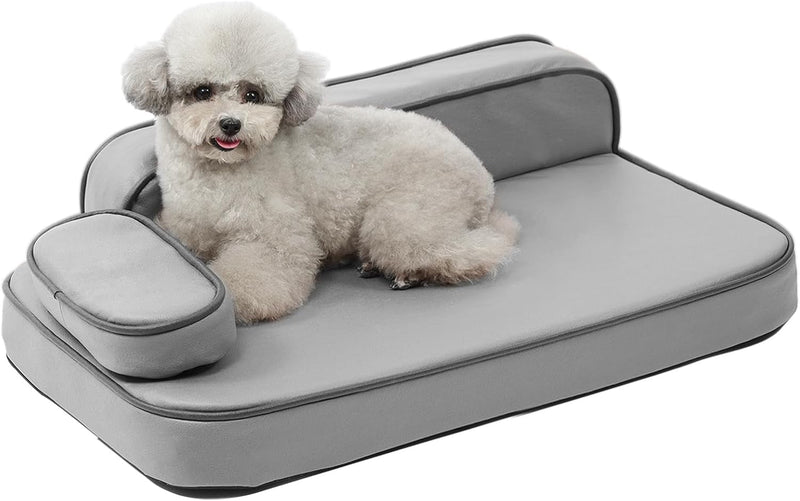 XL Air-Leather Dog Sofa with Memory Foam and Washable Cover - Gray