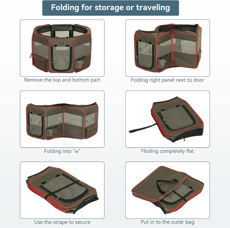 Large Portable Pet Playpen with Water Bottle Holder and Carrying Case - 455 for DogsCatsRabbitsChicks - IndoorOutdoor Use