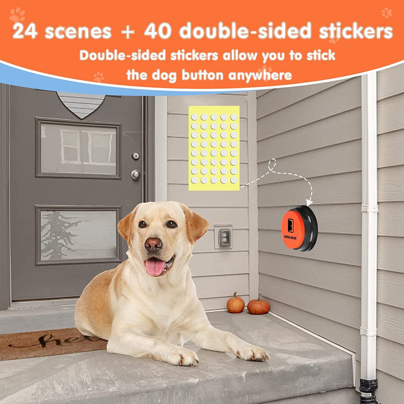 Dog Training Buttons Set with 4 Recordable Buttons 24 Scene Patterns Mat and Batteries - 30 Sec Sound Pet Training Toy