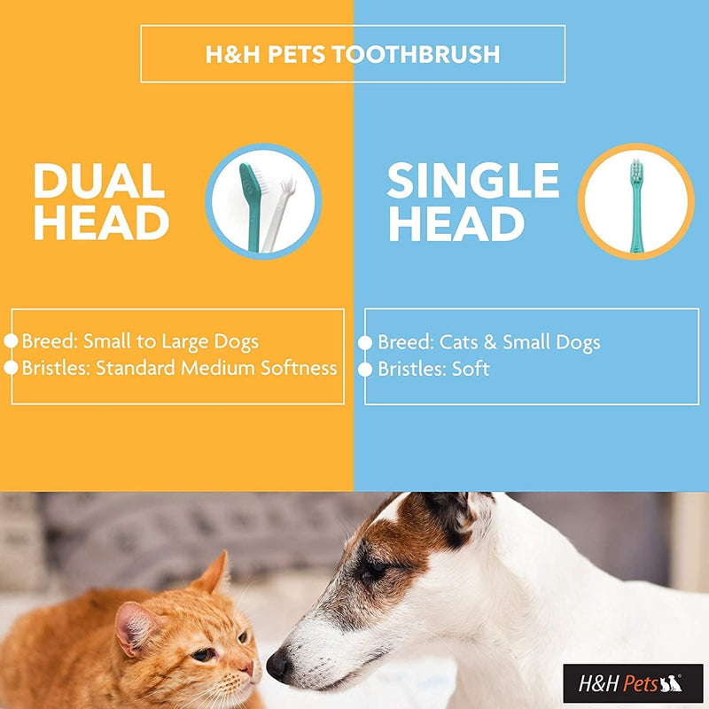 H&H Pets Dog Toothbrushes from Large to Small| Best Professional Dog Cat Toothbrush Series with Many Design & Size Options Breeds - 4 Count - Single Head (Mini)