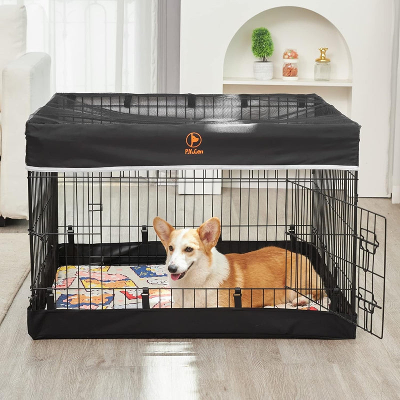 charFoldable Metal Pet Playpen with Door  Top Cover - 36W x 24H - IndoorOutdoor Use