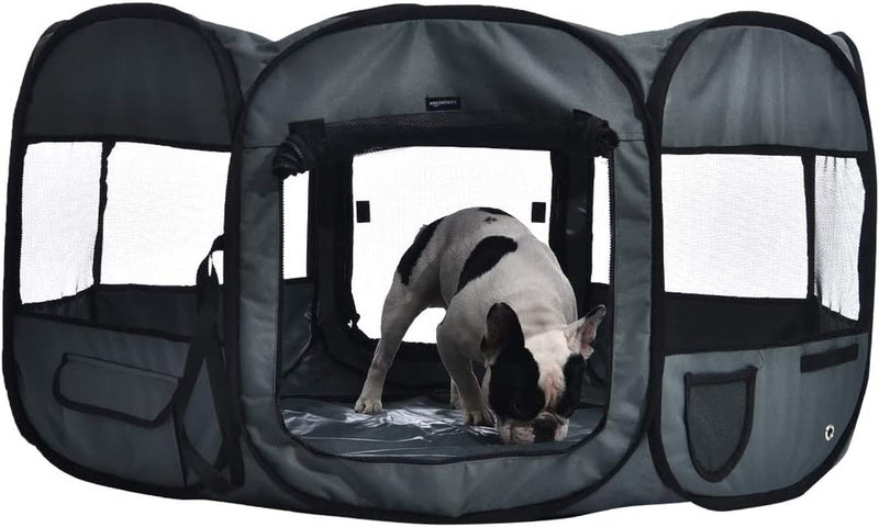 Amazon Basics Portable Dog Playpen Large 45x45x24 Inches Grey