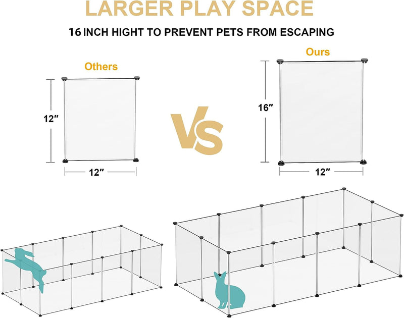 Transparent Pet Playpen for Small Animals - Puppy Bunny Guinea Pigs  More