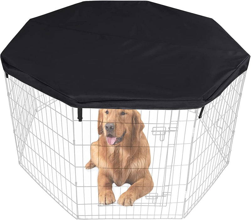 Escape-Proof Pet Playpen Top Cover - Sunshade and Protector for 24 8-Panel Dog Crate Black