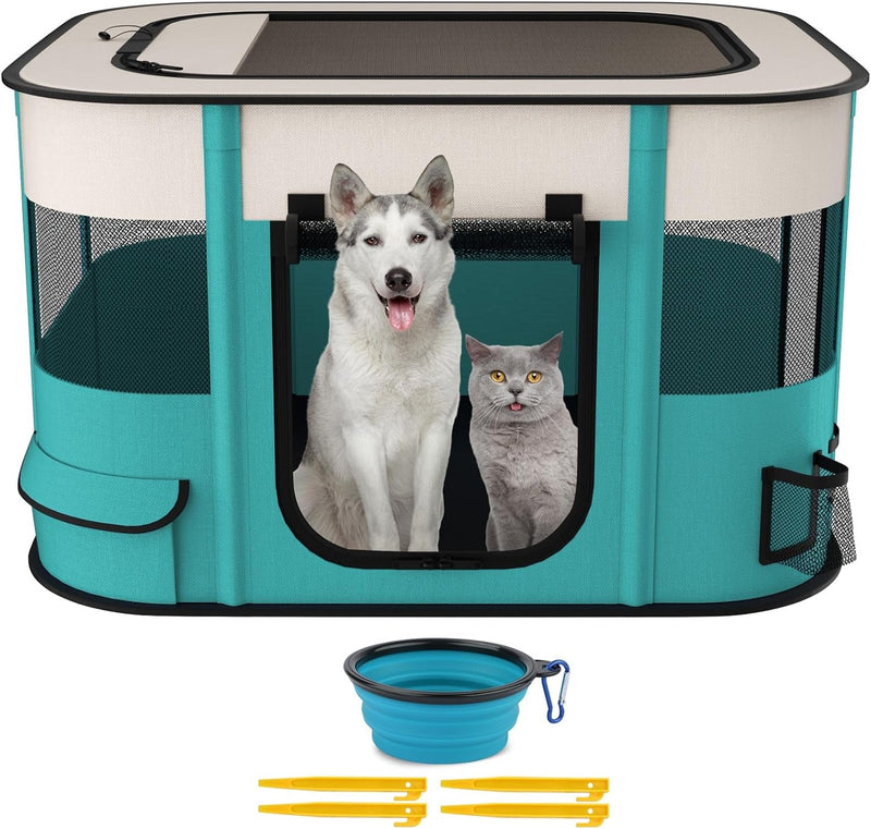 Foldable Playpen for Dogs and Cats - Portable Pet Kennel Tent