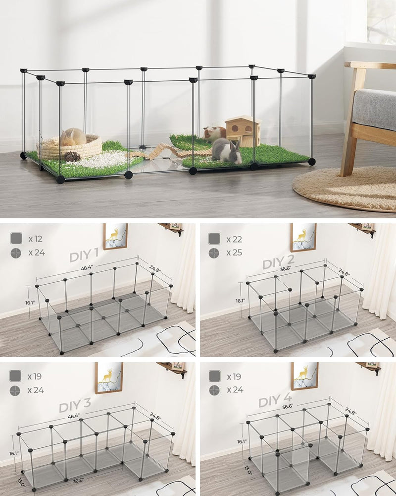 Pet Playpen with Floor Small Animal Pen Pet Fence Indoor DIY Enclosure for Hamsters Rabbits Hedgehogs Ferrets