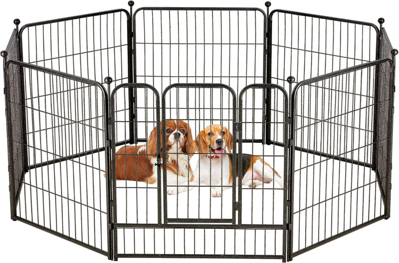 Metal Dog Playpen 8 Panel Exercise Pen for SmallMedium Dogs - 32 Height Door OutdoorIndoor Black