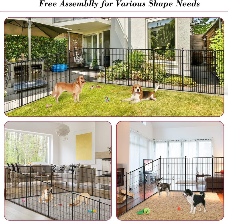 Heavy Duty Outdoor Dog Playpen with Gates - Metal Foldable 8 Panel Fence for LargeMediumSmall Pets - Portable and Ideal for RV Camping and Yard Use