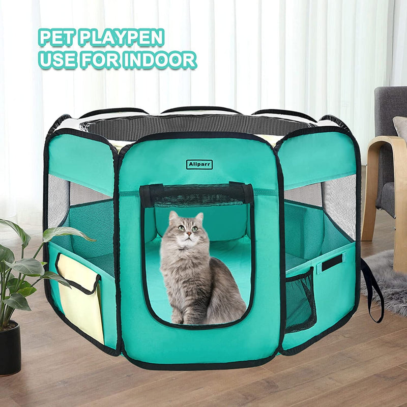 Foldable Pet Playpen with Carry Case for IndoorOutdoor Use and Travel