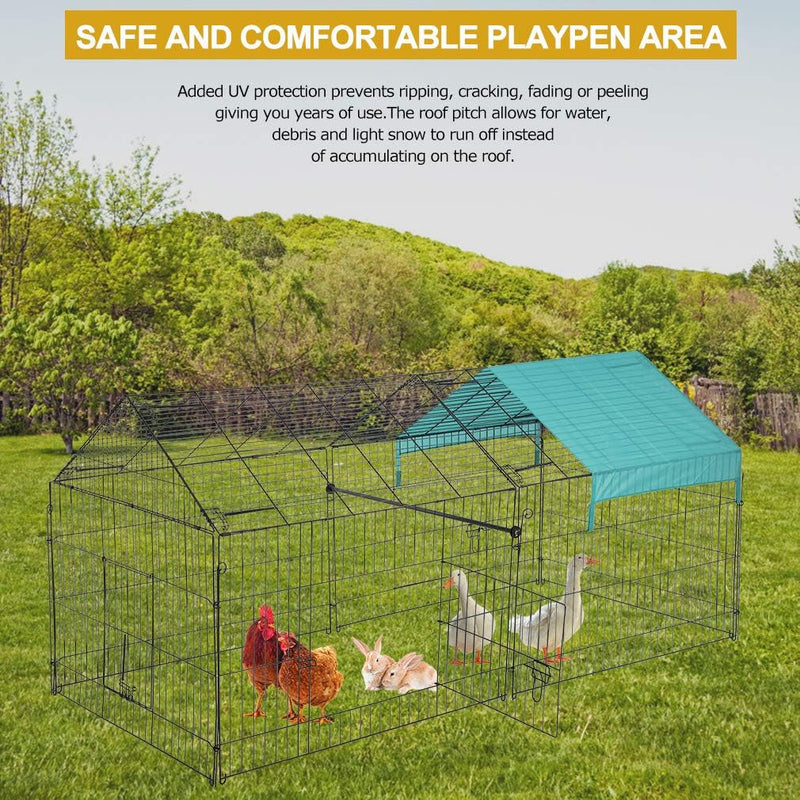 Chicken Coop Rabbit Run Enclosure Pet Playpen - Black