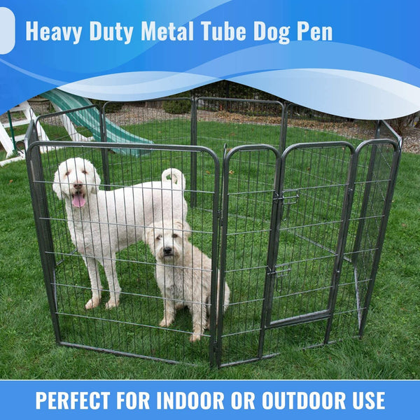 Heavy Duty Dog Playpen 48 8 Panel Fence for MediumLarge Dogs - Foldable  Portable