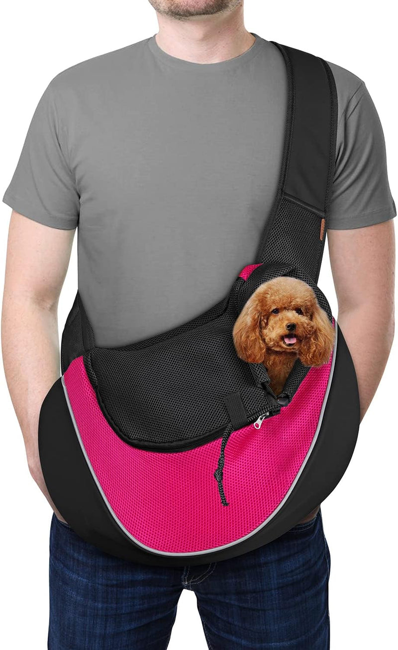 YUDODO Pet Dog Sling Carrier Large Pocket Adjust Strap Anti-Falling Design Breathable Mesh Travel Safe Sling Bag Carrier for Dogs Cats
